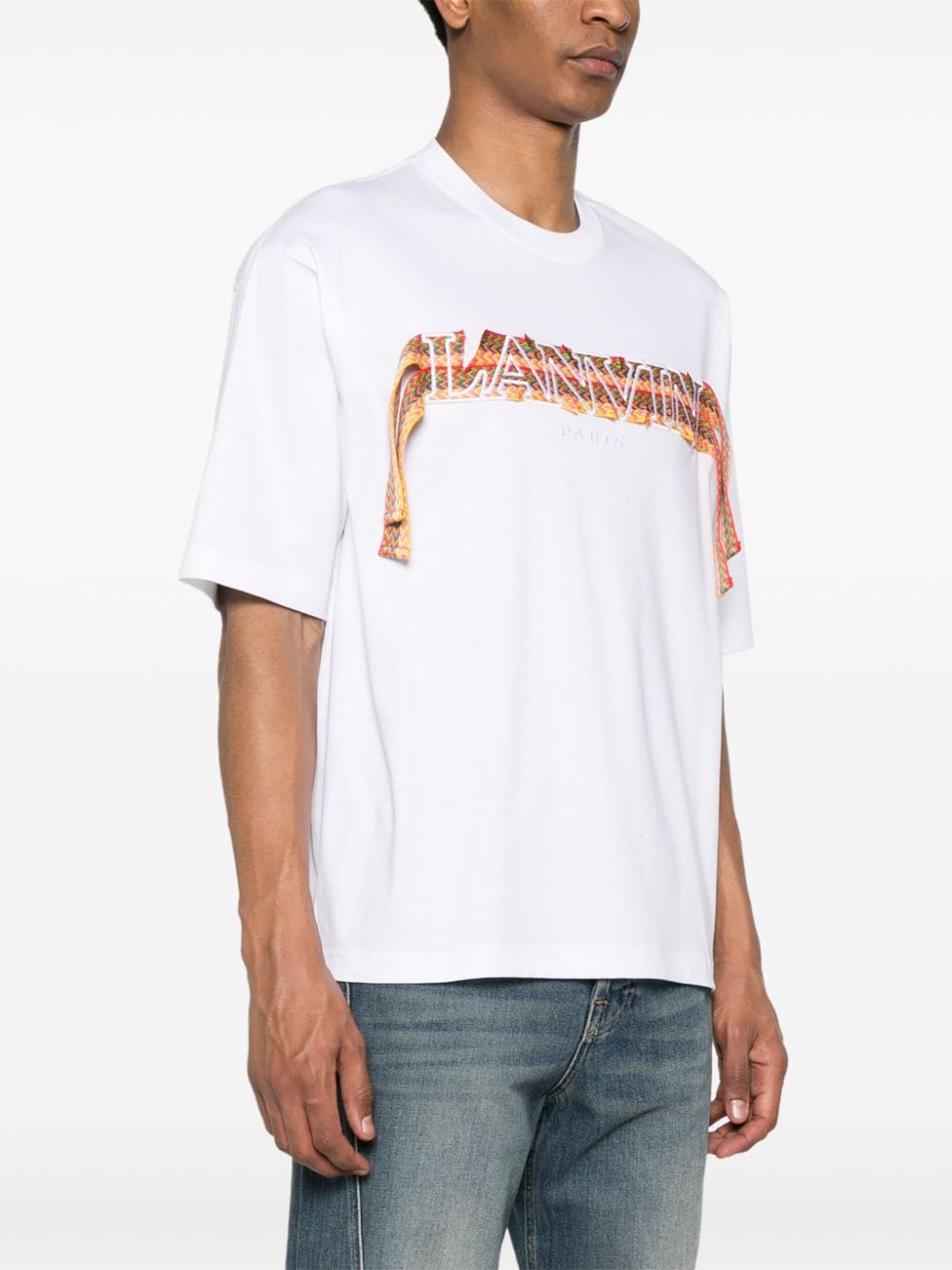 Lanvin T-shirt blanc oversize brodé Curb Lace - Lothaire