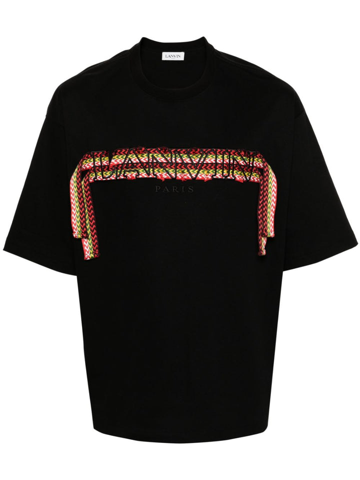 Lanvin T-shirt noir oversize brodé Curb Lace - Lothaire