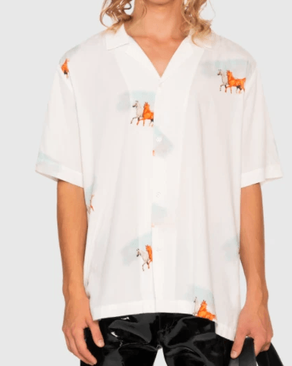 Leandre Lerouge - Chemise blanche à imprimé "WILD HORSES" - Lothaire boutiques (5931623514277)