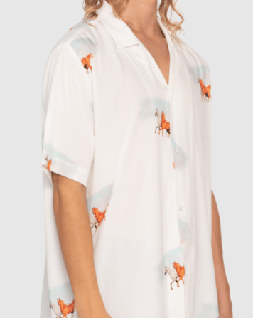 Leandre Lerouge - Chemise blanche à imprimé "WILD HORSES" - Lothaire boutiques (5931623514277)