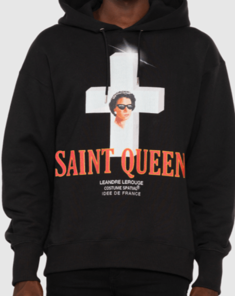 Leandre Lerouge - Sweatshirt à capuche / Saint Queen print noir - Lothaire boutiques (5934694596773)