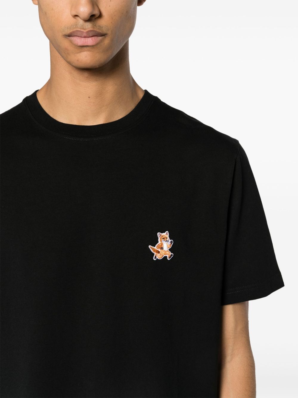 Maison Kitsuné - T-shirt black en coton à patch logo - Lothaire