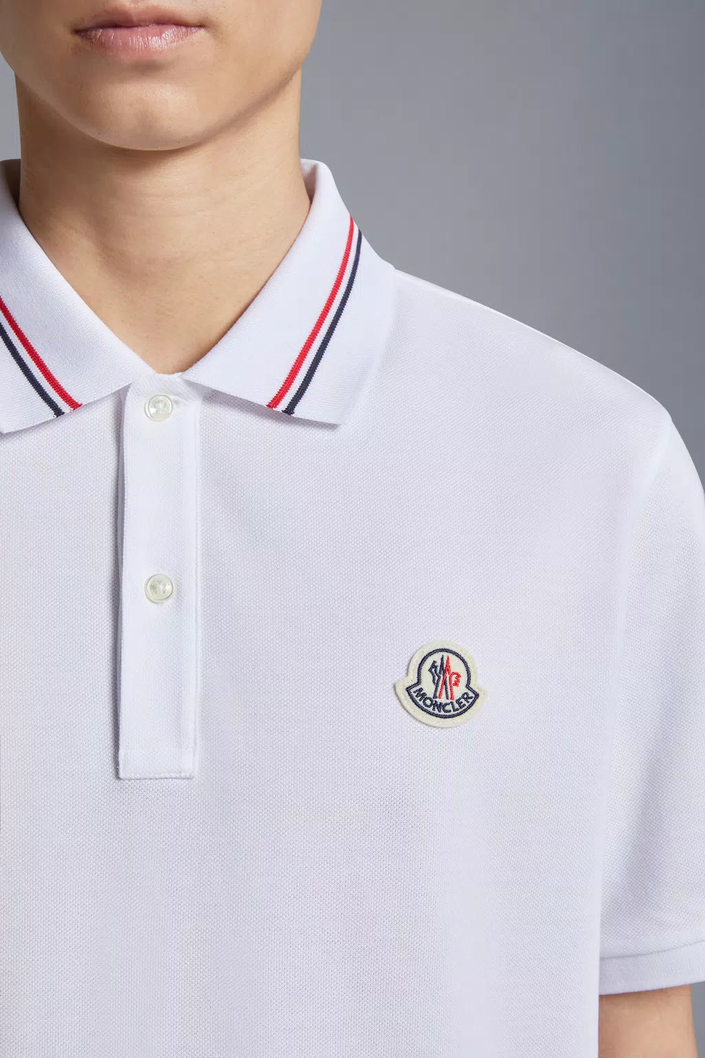 Moncler - Polo white à empiècement logo - Lothaire