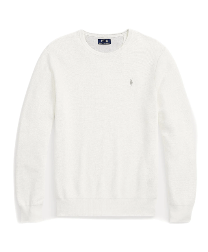 Polo Ralph Lauren - Pull white à col rond en coton texturé - Lothaire