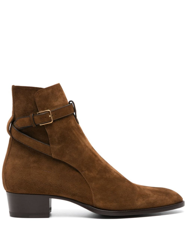 Saint Laurent Bottines Brown Wyatt en daim - Lothaire