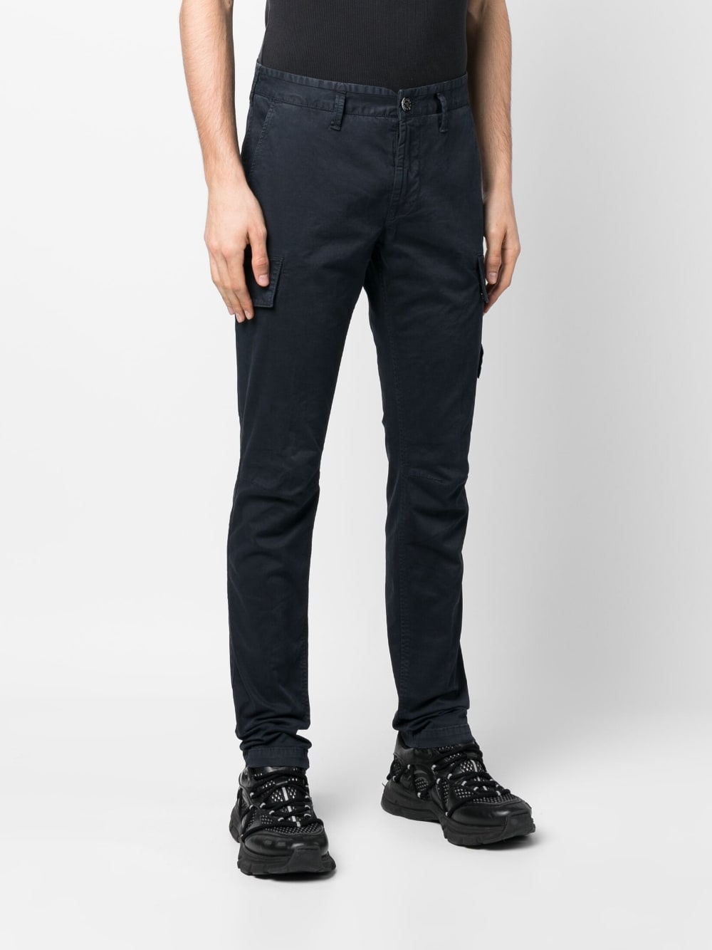 Stone Island Pantalon bleu cargo 30410 SUPIMA® COTTON - Lothaire