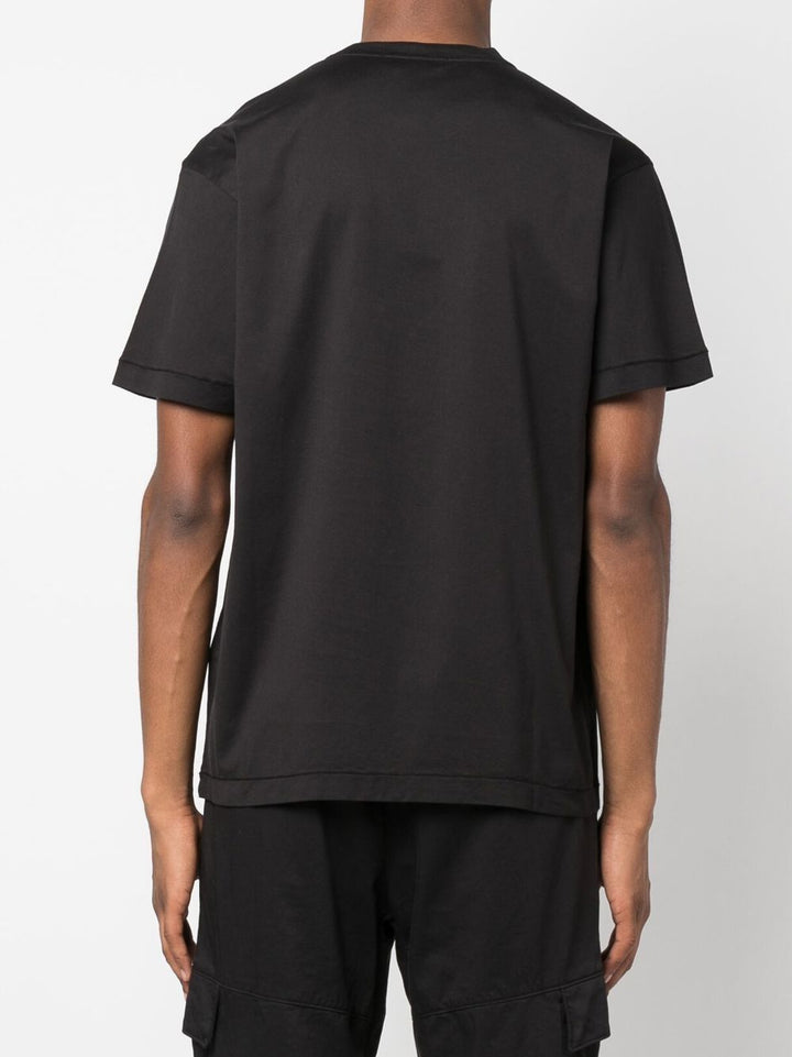 Stone Island T-shirt noir en coton à motif compass - Lothaire boutiques