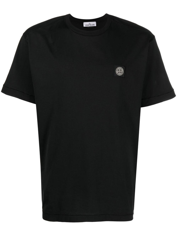 Stone Island T-shirt noir en coton à motif compass - Lothaire boutiques