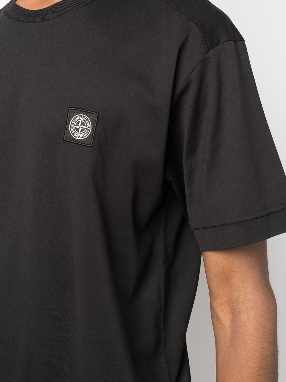 Stone Island T-shirt noir en coton à motif compass - Lothaire boutiques