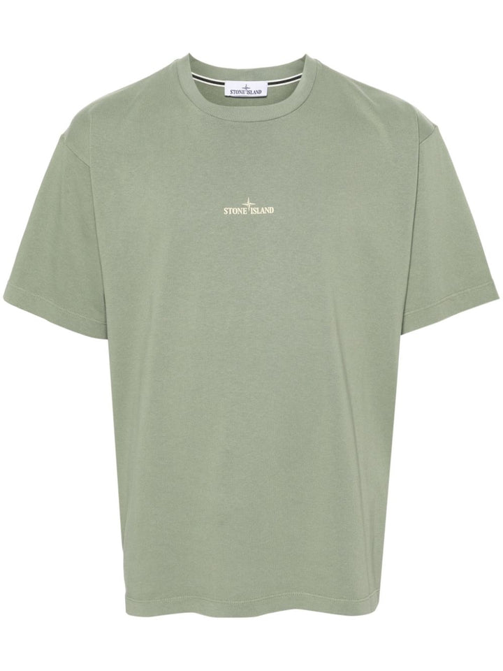 Stone Island - T-Shirt sage 2RC89 'SCRATCHED PAINT ONE' PRINT - Lothaire