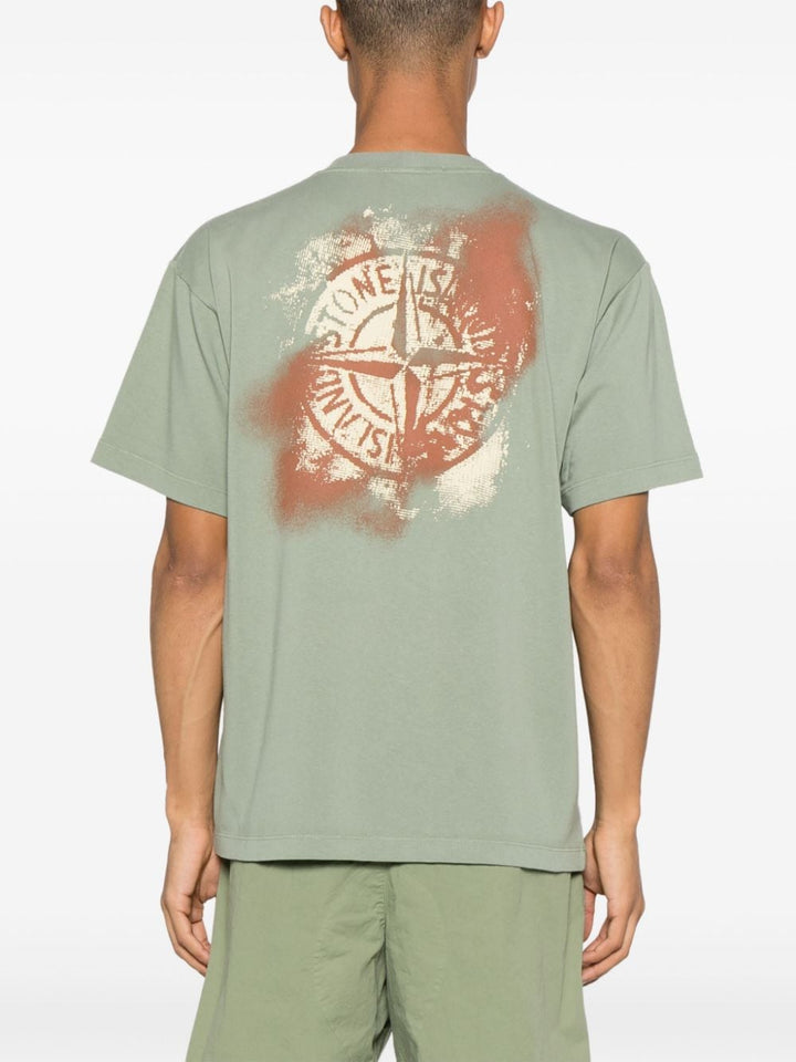 Stone Island - T-Shirt sage 2RC89 'SCRATCHED PAINT ONE' PRINT - Lothaire